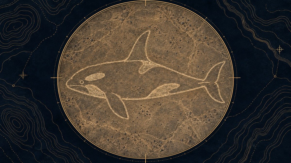 Geoglifo de orca hallado entre los geoglifos de Nazca